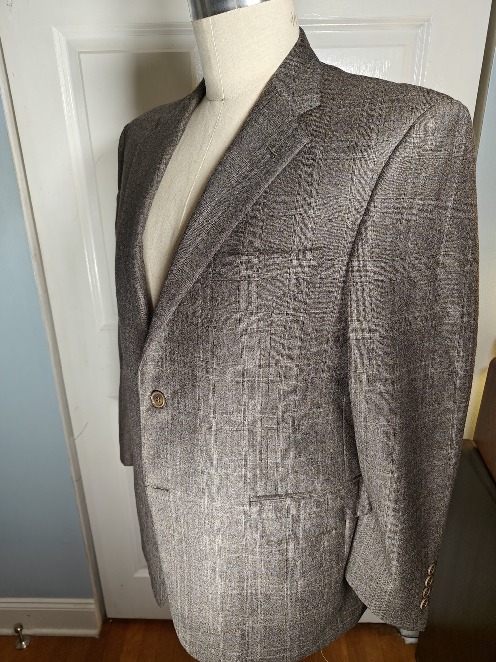 Coppley Mens 44R Brown Windowpane 100% Wool Ermenegildo Zegna Blazer Jacket